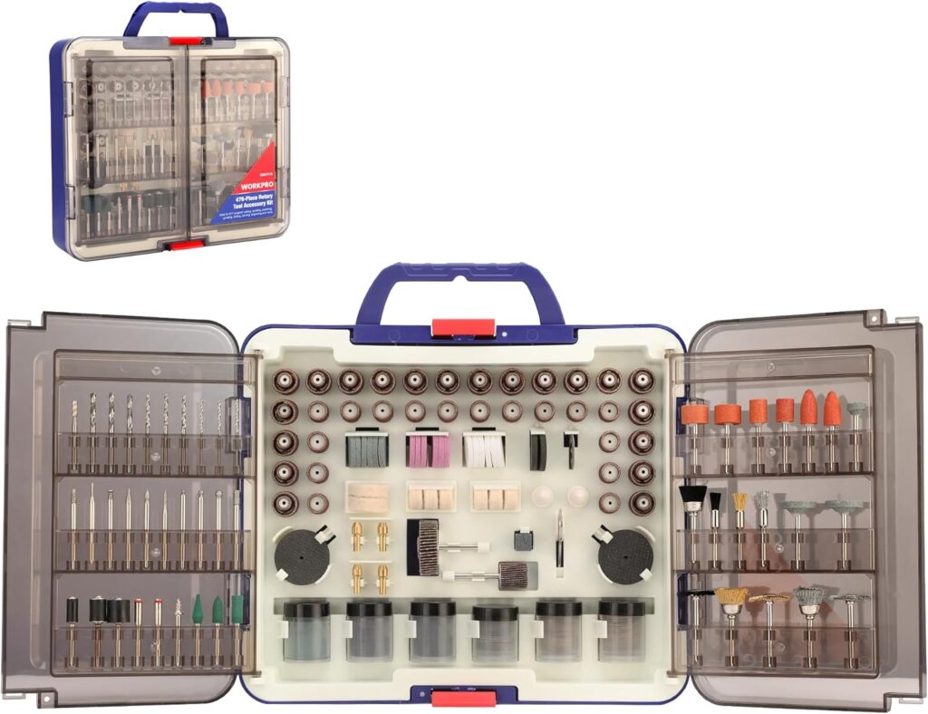 WORKPRO Rotary Tool Accessories Kit, 476pcs Accessory Set, 1/8" Shank Electric Grinder, Fits Dremel Rotary Tool, Great for Cutting, Engraving, Grinding, Polishing, Sanding, Drilling