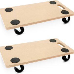 Pack of 2 Wheeled Platform Dolly – Furniture Moving Platform with EVA Foam Grip Pads, Wooden Base, 59x29x18cm – Furniture Lifter Trolley for Home, Office & Warehouse Use