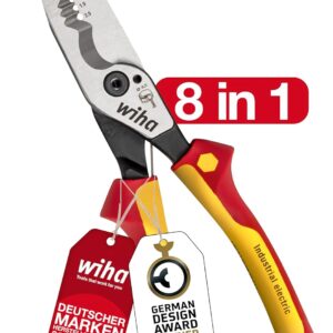 Wiha Multifunctional Pliers for Electricians 8-in-1 I Crimping, Stripping, Cutting, Gripping, Deburring, Bending, Screwing, Cutting Screws (45705)