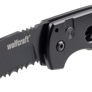 Wolfcraft Leisure Knife with Folding Blade I 4289000 I Versatile leisure knife for hobby and camping - 75 mm blade with serrated cutting edge