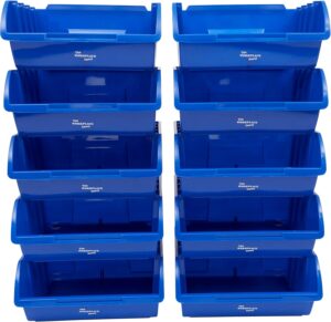 Workplace Depot 130x290mm Blue Plastic Stackable Parts Bins (10-Pack)