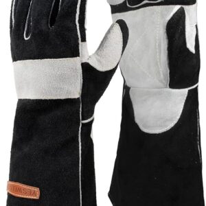 YESWELDER 40cm 500℃ 932℉ Welding Gloves Extreme Heat & Fire Resistant Leather Fire Gloves with Kevlar Stitching for Arc Tig Mig Wood Stove Oven BBQ Grill Palm Reinforcements