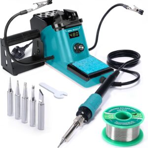 YIHUA 926LED III 60W Digital Display Soldering Iron Station Soldering Iron Kit with 2 Helping Hands, 5 Extra Soldering Iron Tips, Lead-Free Solder Wire, Auto Sleep & Calibration Support (UK Plug)